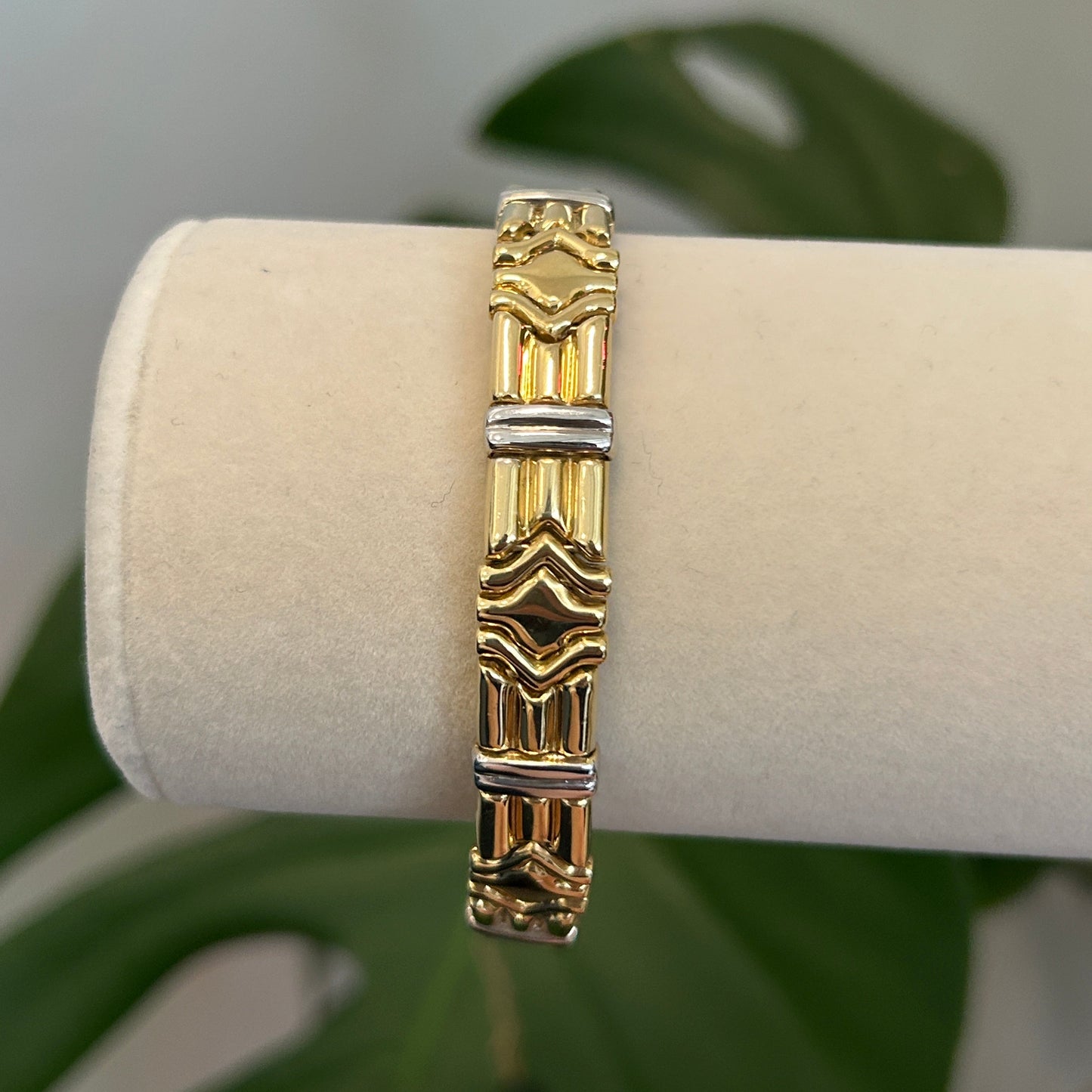 Two Tone 18K gold Chevron Link unisex Bracelet