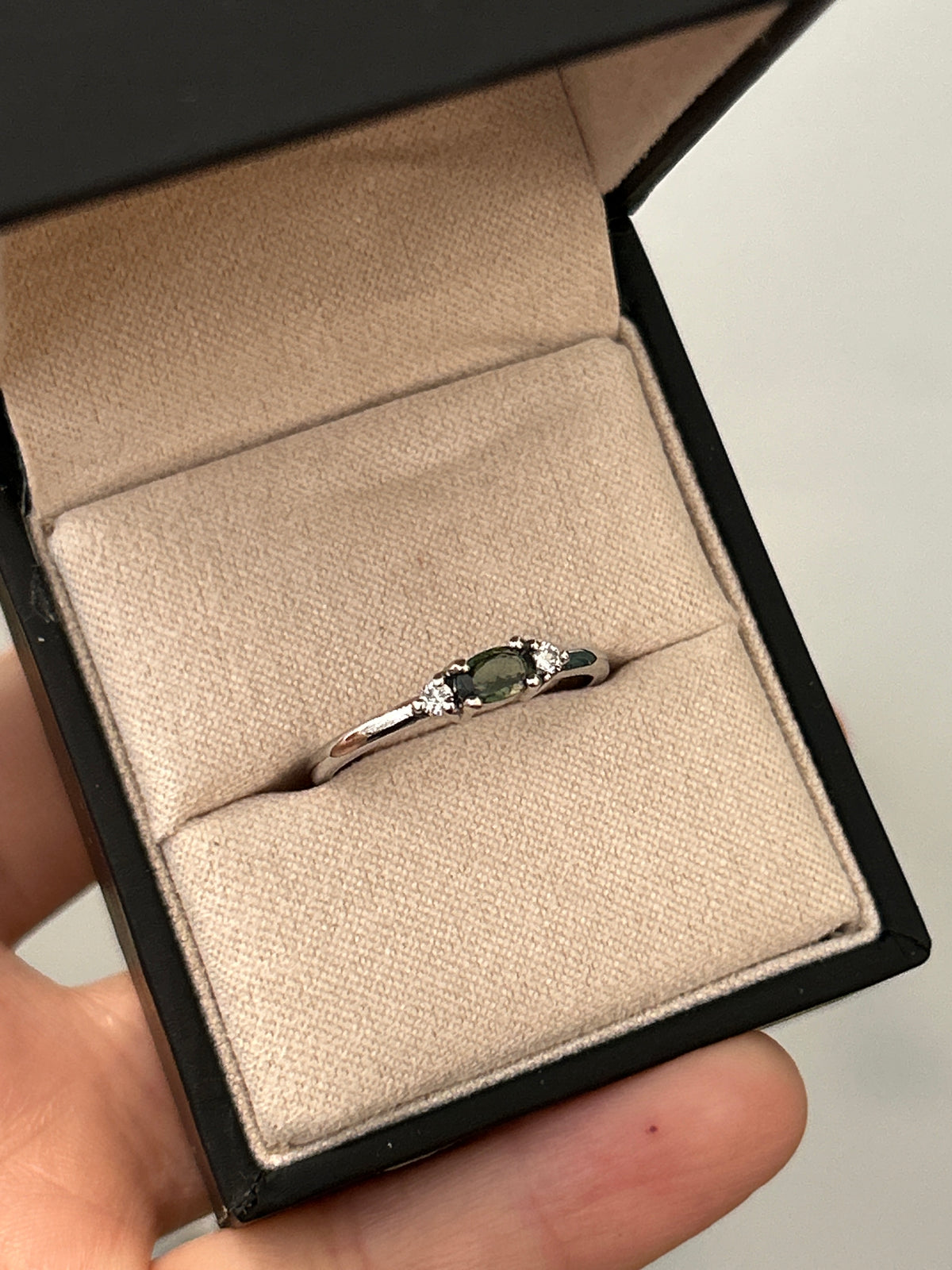 Lunelle Slim Oval Sapphire & Diamond 14K White Gold Ring | Retórica