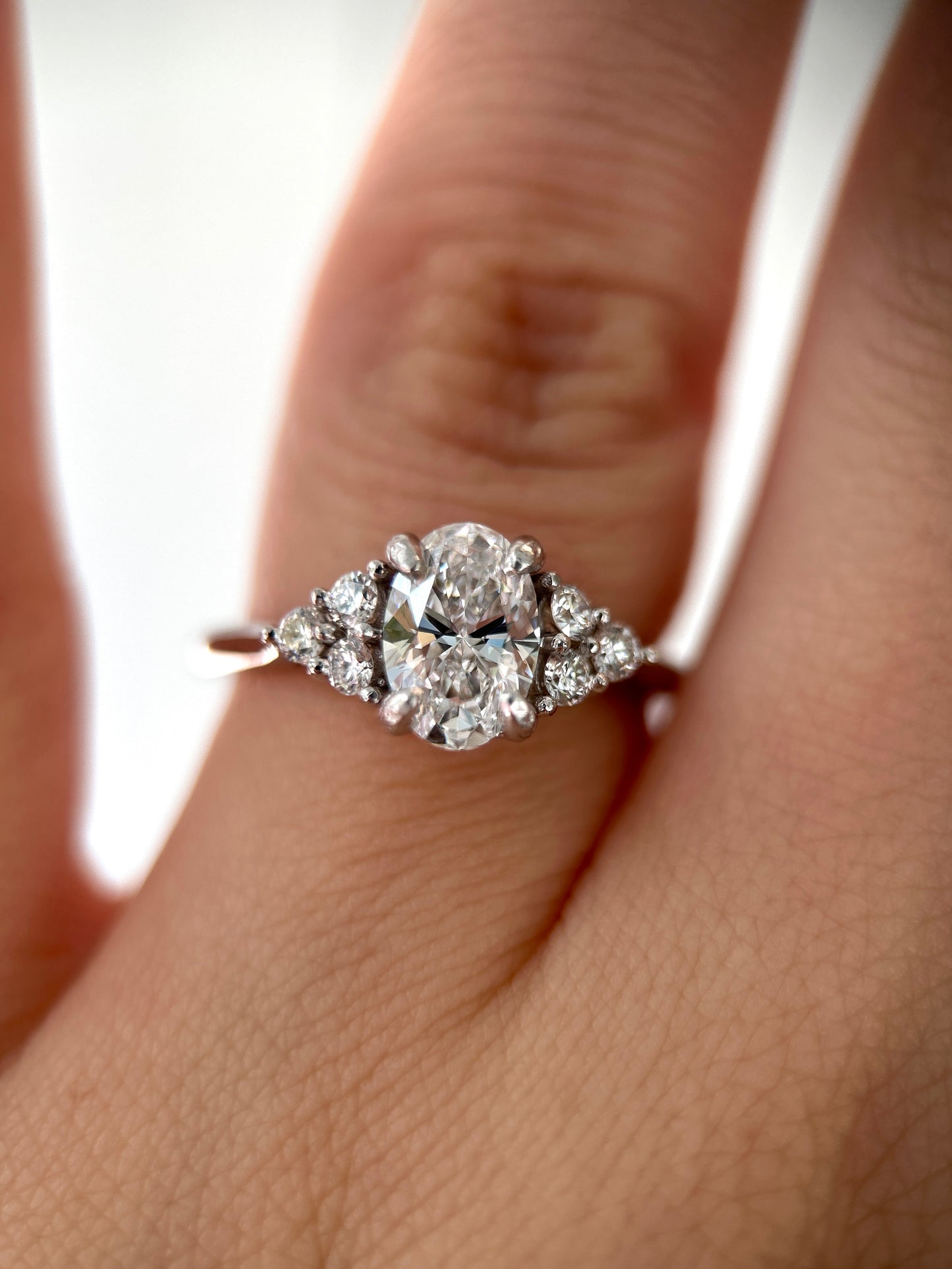 Nature Inspired Oval Engagement Ring | Leaf Prongs & Vine Setting | Retorica
