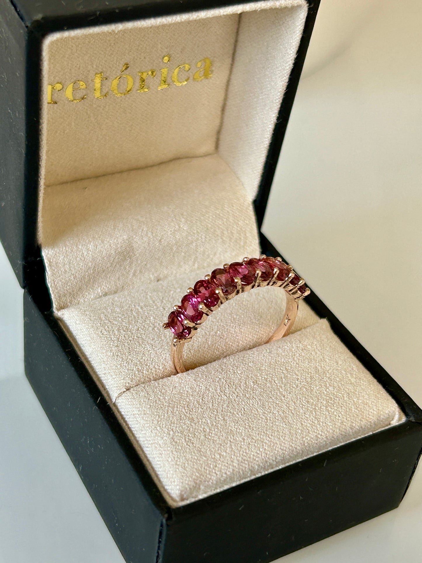 Natural oval cut pink tourmaline ring