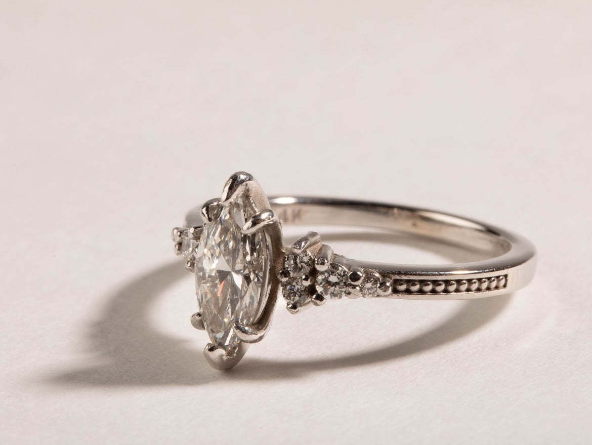 Celestia marquise cut diamond ring 