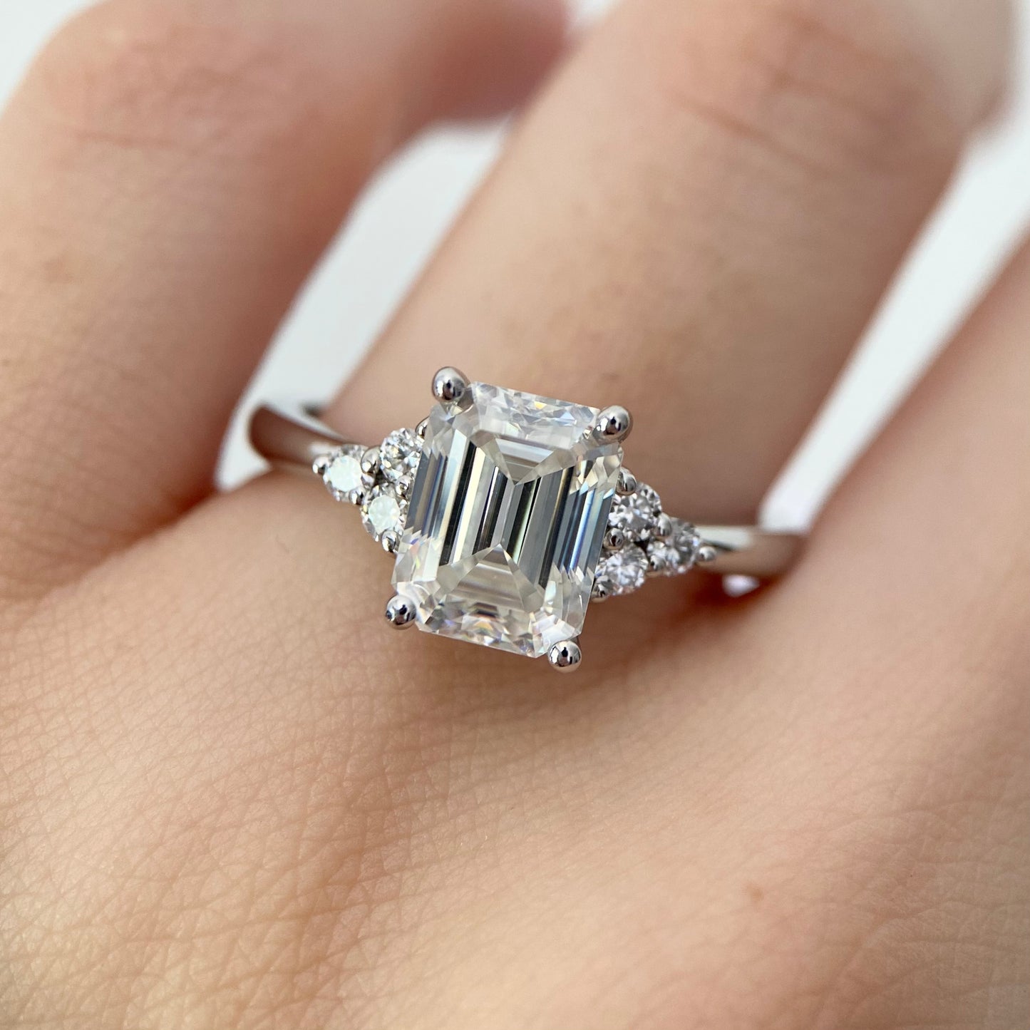 Emerald cut engagement ring