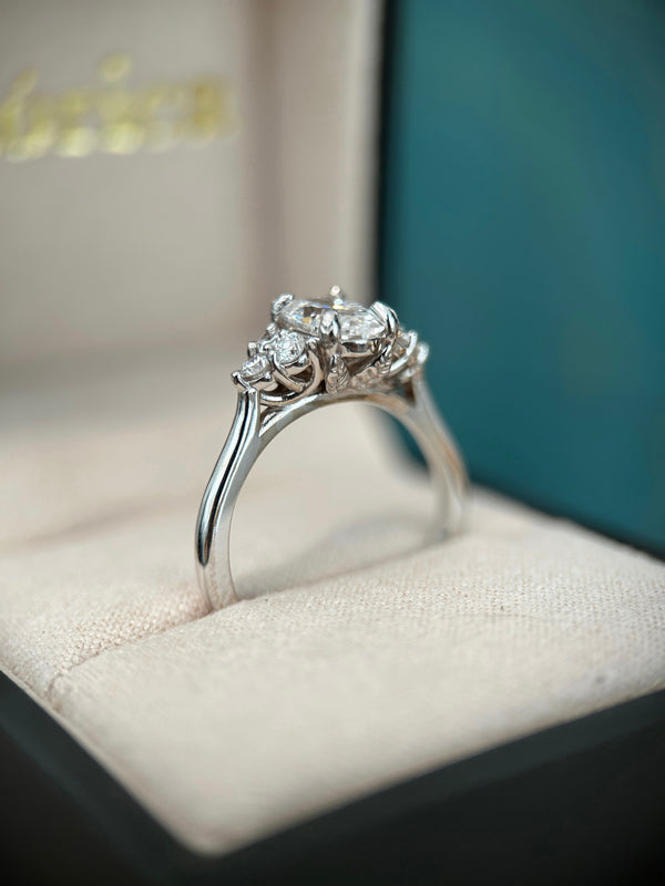 Nature Inspired Oval Engagement Ring | Leaf Prongs & Vine Setting | Retorica