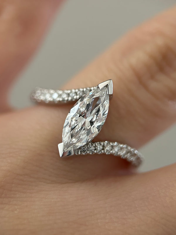 Eleonora marquise cut diamond engagement ring