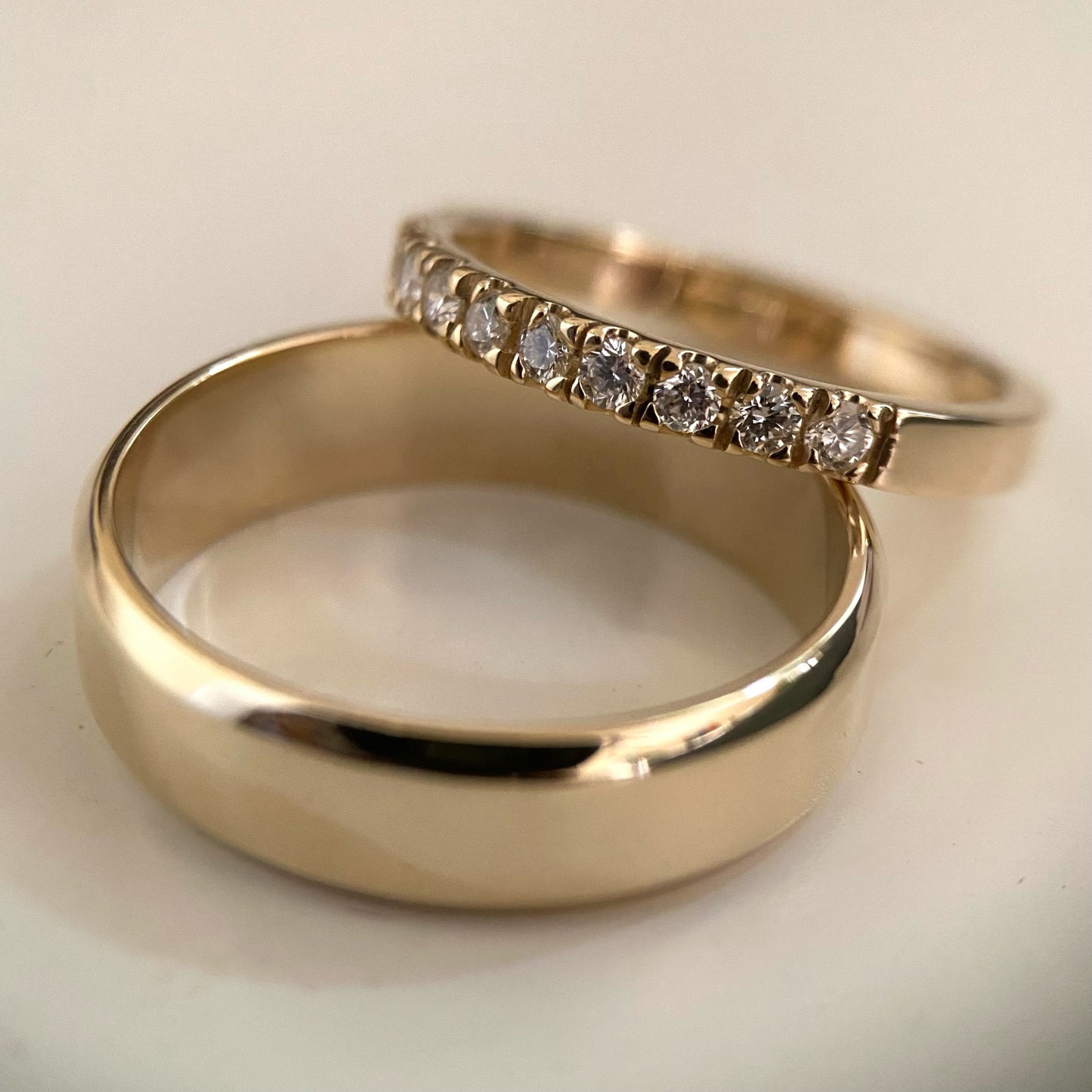 Pair of 14K classic wedding bands