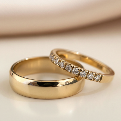 Pair of 14K classic wedding bands | Retórica