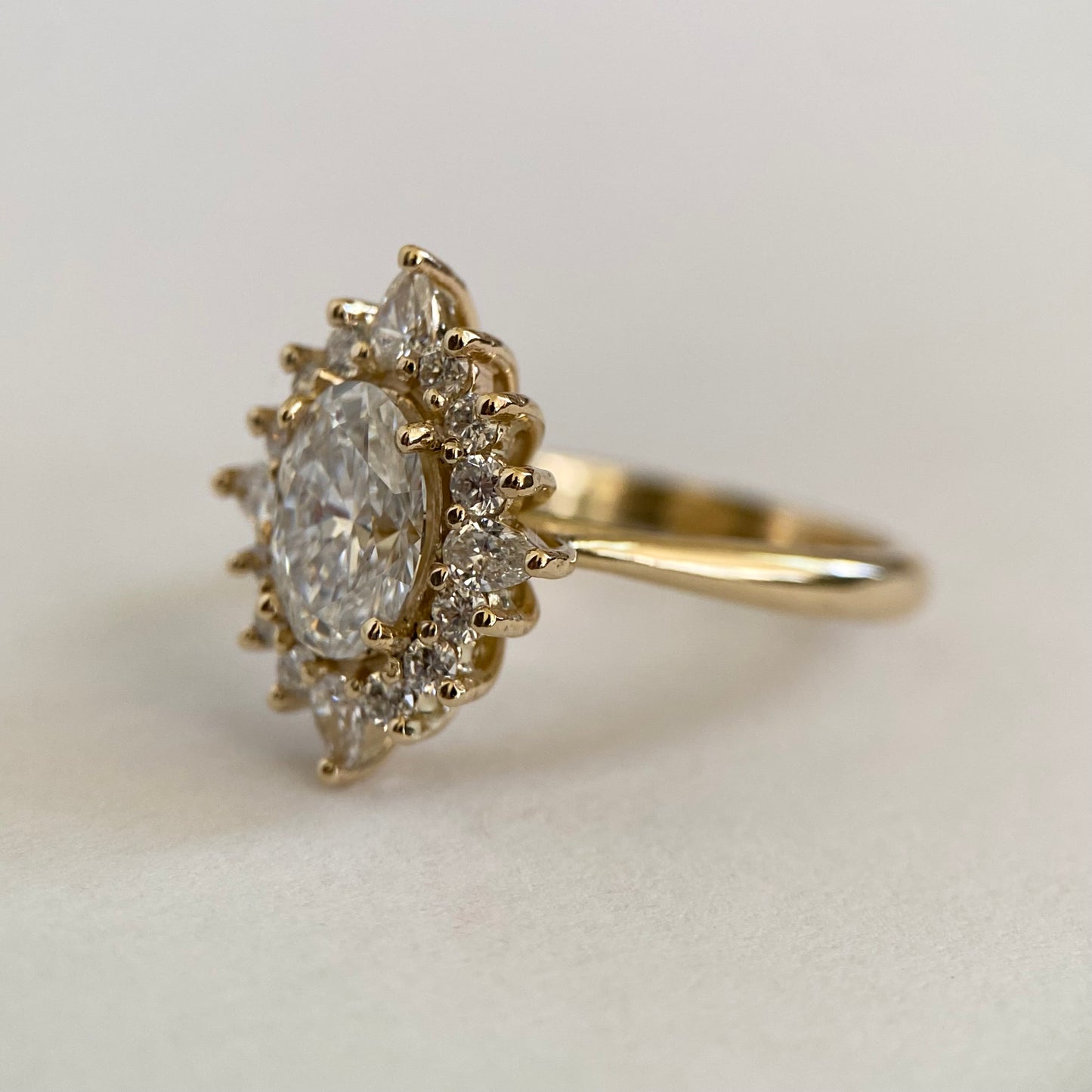 Sunburst engagement ring