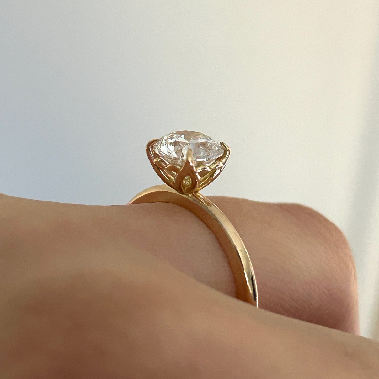 Tulip diamond solitaire engagement ring