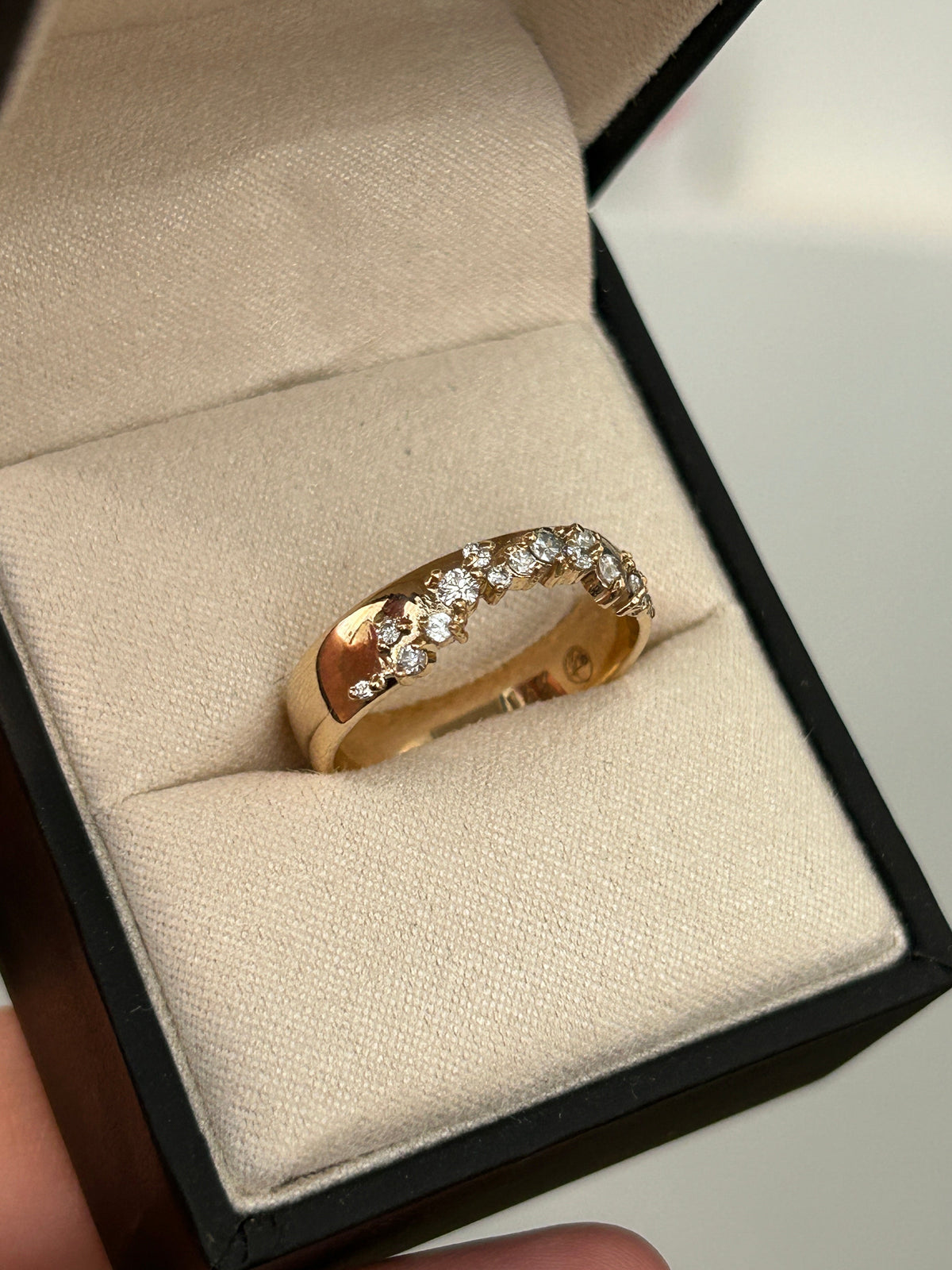 Organic Diamond Cluster Wedding Band in 14K gold