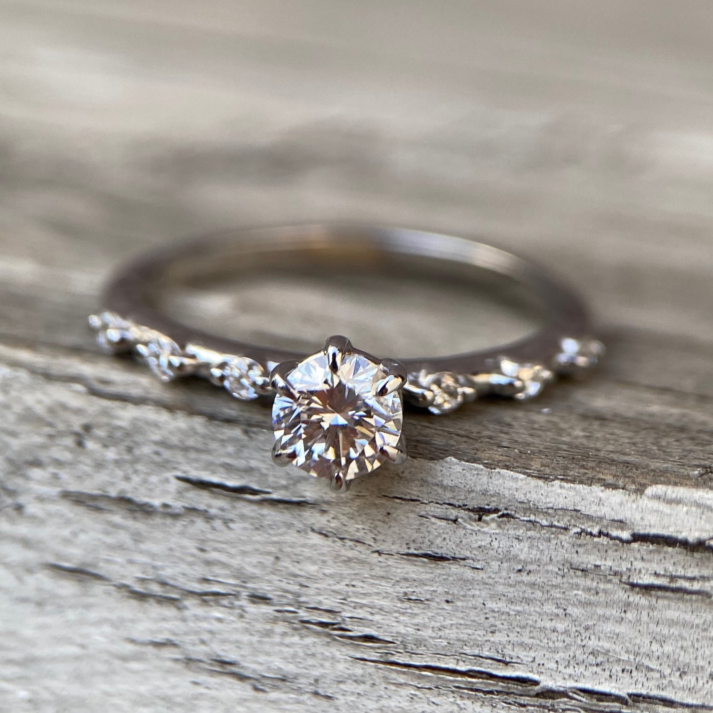 Six prong diamond engagement ring