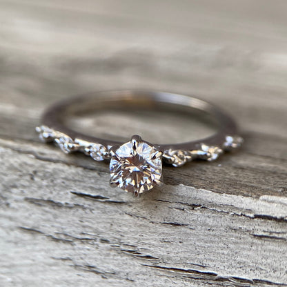 Six prong diamond engagement ring