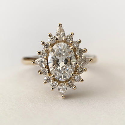 Sunburst engagement ring