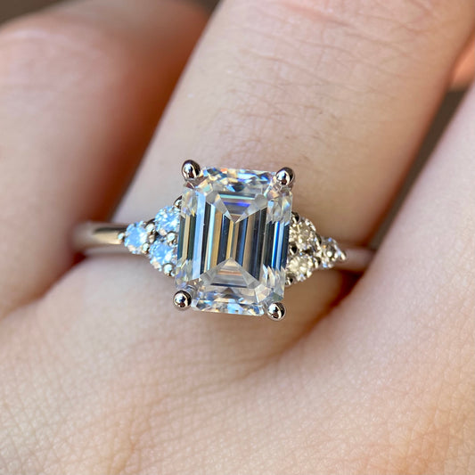 Emerald cut engagement ring