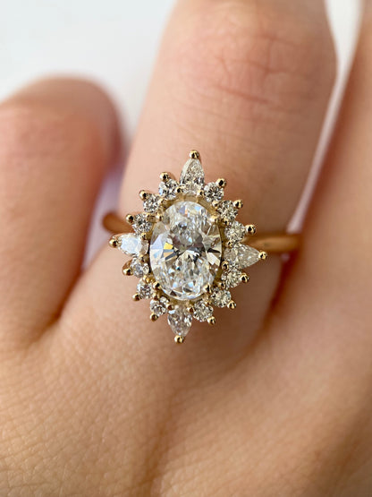 Sunburst engagement ring