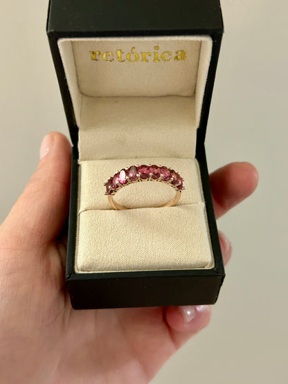 Natural oval cut pink tourmaline ring