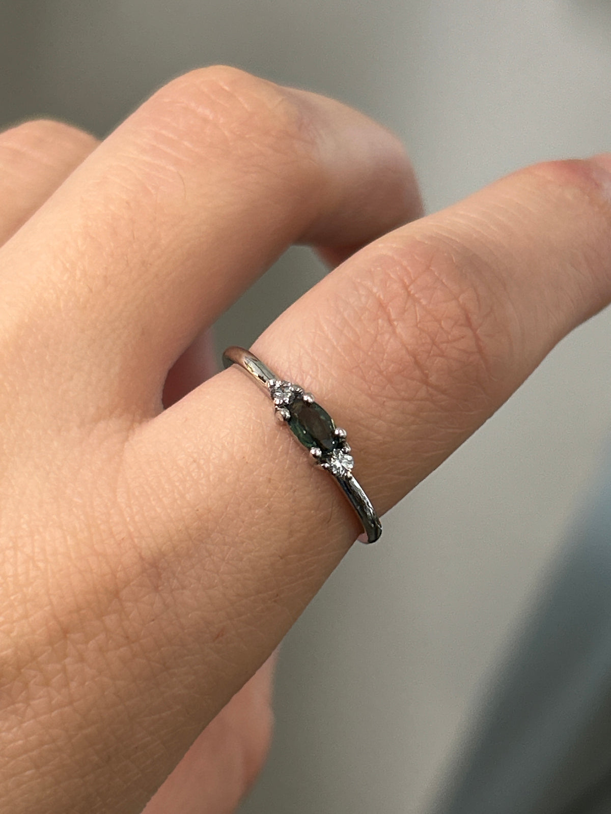 Lunelle Slim Oval Sapphire & Diamond 14K White Gold Ring | Retórica