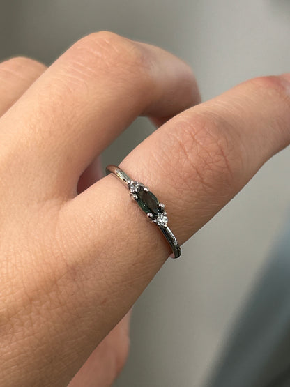 Lunelle Slim Oval Sapphire & Diamond 14K White Gold Ring | Retórica