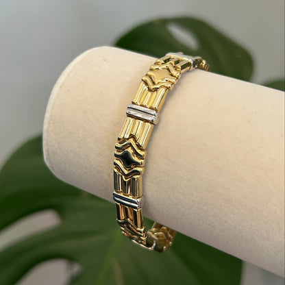 Two Tone 18K gold Chevron Link unisex Bracelet