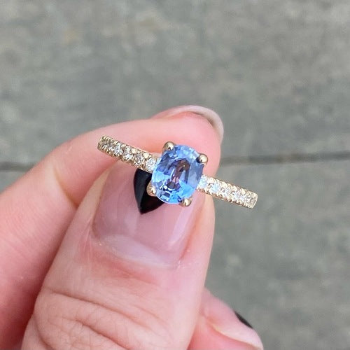 Ceylon sapphire engagement ring