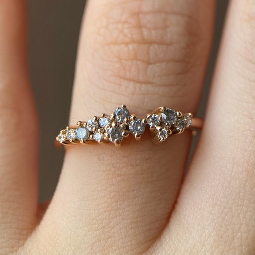 Salt & pepper diamonds cluster ring