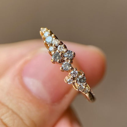 Salt & pepper diamonds cluster ring