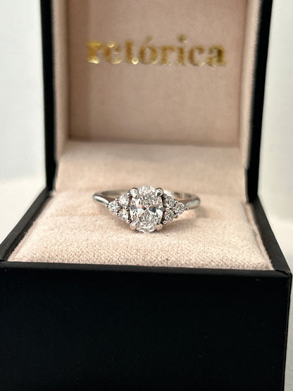 Nature Inspired Oval Engagement Ring | Leaf Prongs & Vine Setting | Retorica
