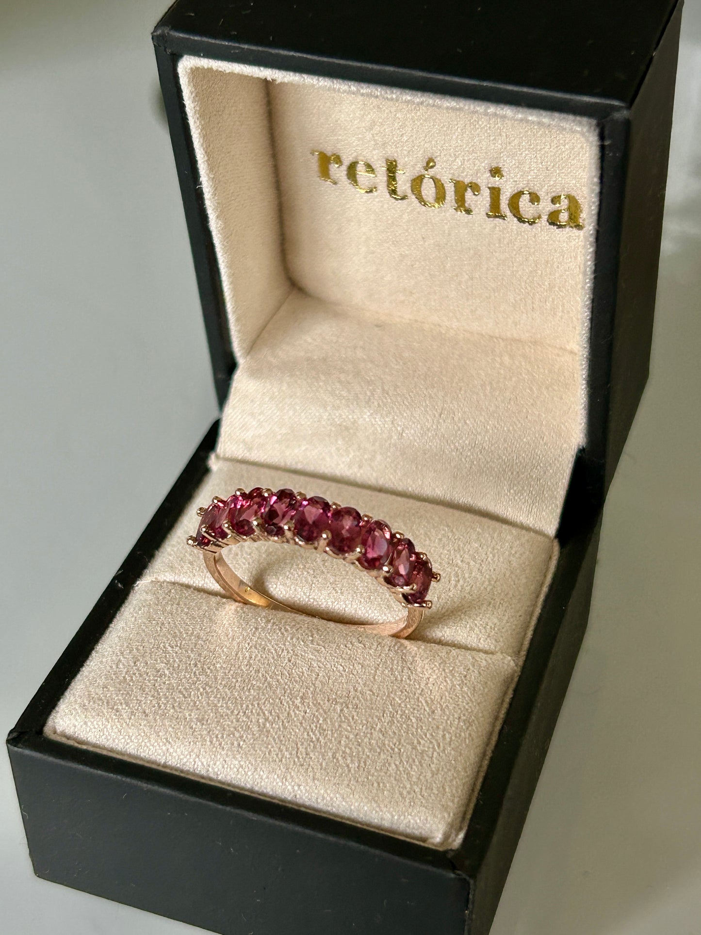 Natural oval cut pink tourmaline ring