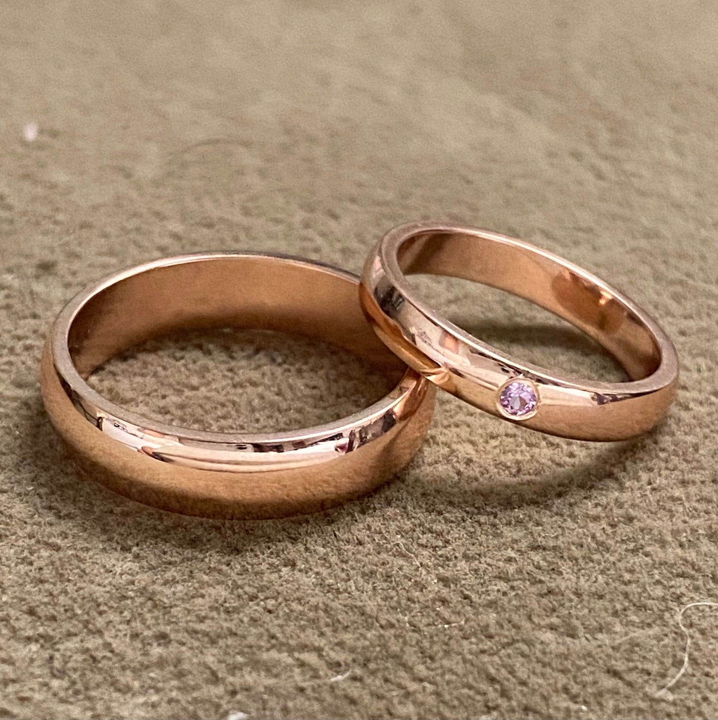 Classic wedding band with accent stone