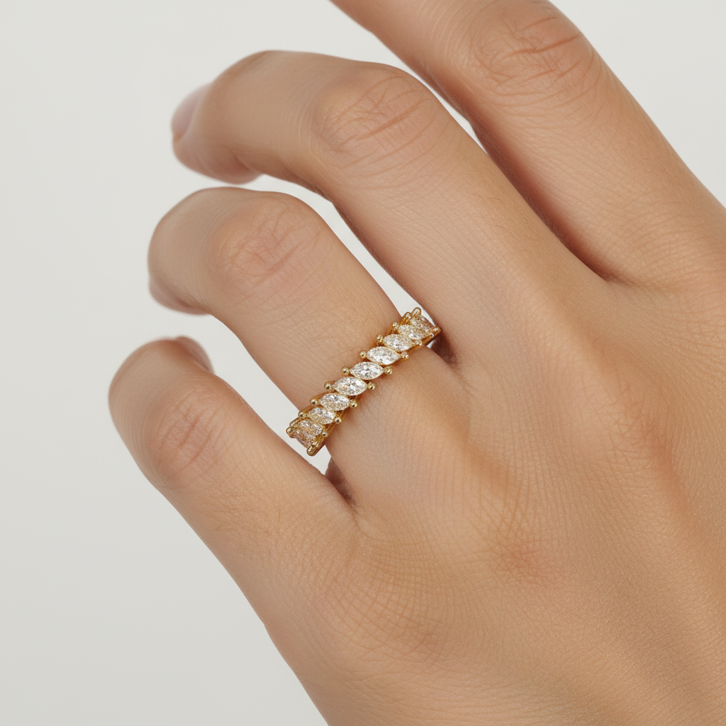 Marquise diamonds wedding band