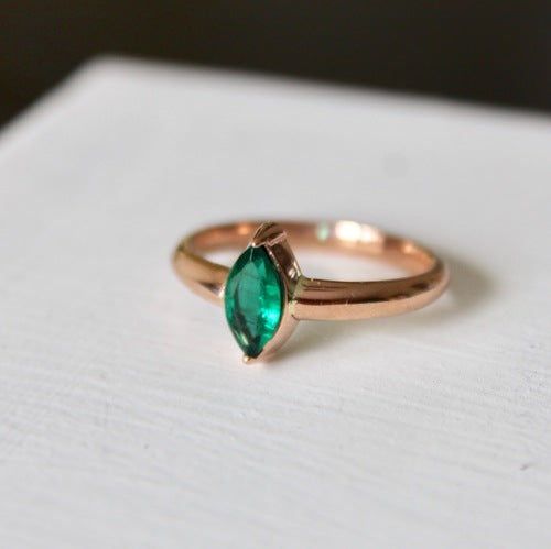 Marquise emerald ring