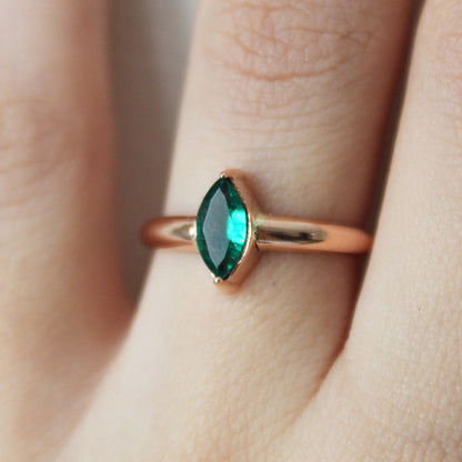 Marquise emerald ring