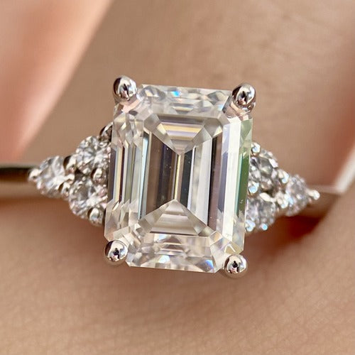 Emerald cut engagement ring