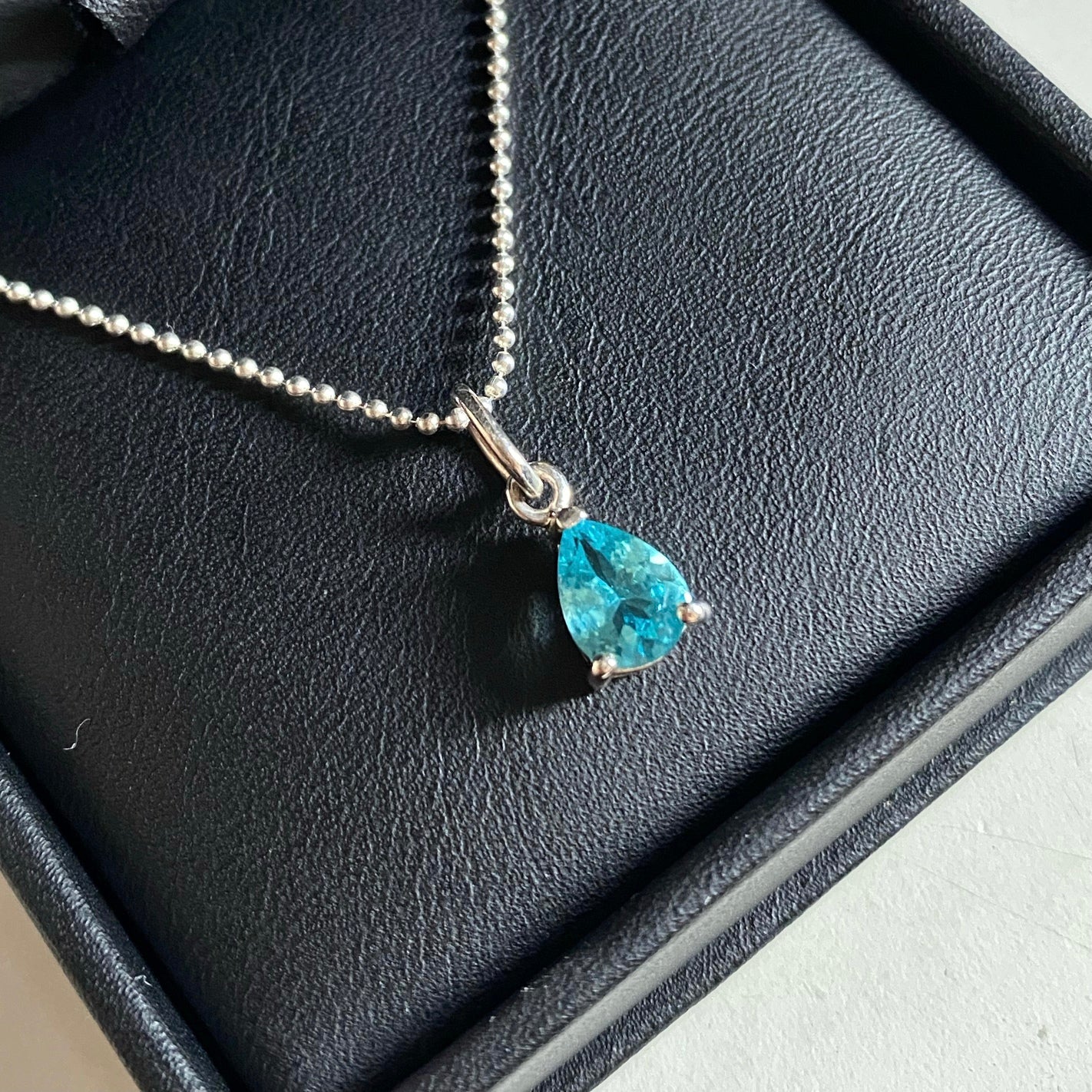 Teardrop blue topaz necklace