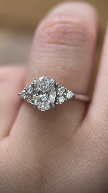 Nature Inspired Oval Engagement Ring | Leaf Prongs & Vine Setting | Retorica