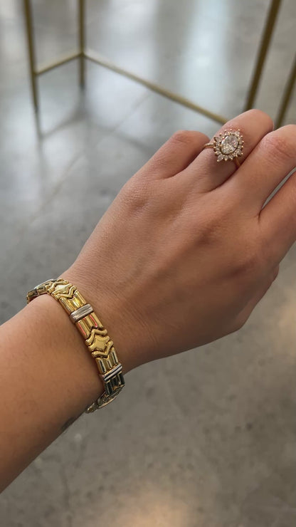 Two Tone 18K gold Chevron Link unisex Bracelet