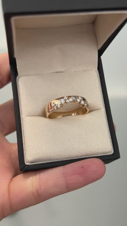 Organic Diamond Cluster Wedding Band in 14K gold