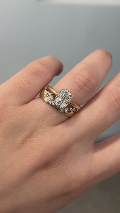 Aurelia Cathedral Texturized Halo Cross Cut Elongated Cushion Engagement Ring | Retórica