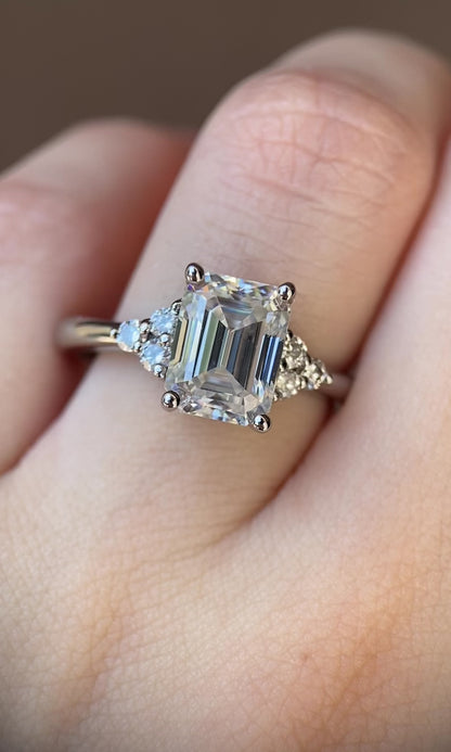 Emerald cut engagement ring