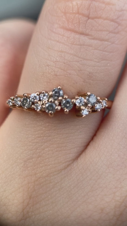 Salt & pepper diamonds cluster ring