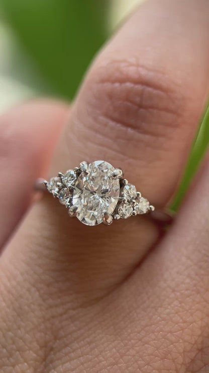 Nature Inspired Oval Engagement Ring | Leaf Prongs & Vine Setting | Retorica