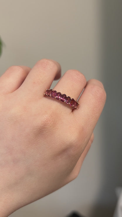 Natural oval cut pink tourmaline ring