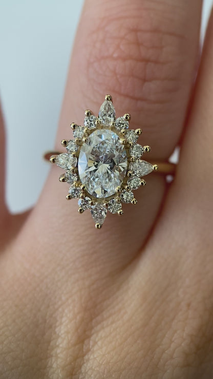 Sunburst engagement ring