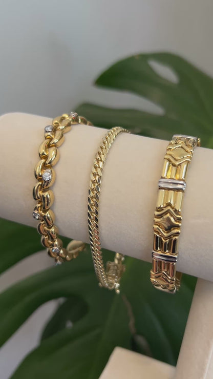 Two Tone 18K gold Chevron Link unisex Bracelet