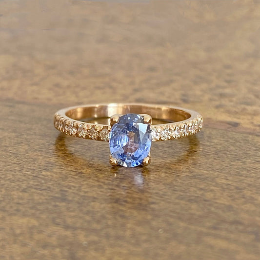 Baby blue sapphire engagement ring